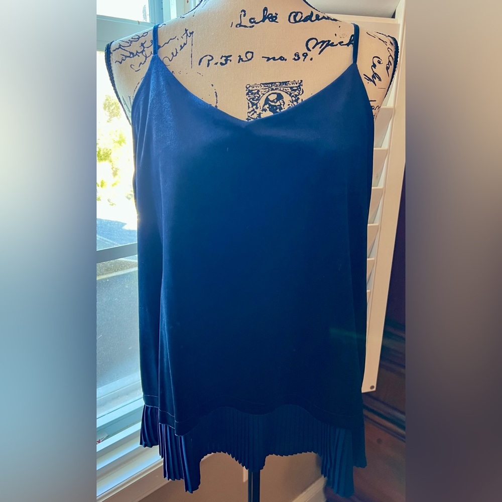 Rose & Olive Navy Velvet & Satin Top